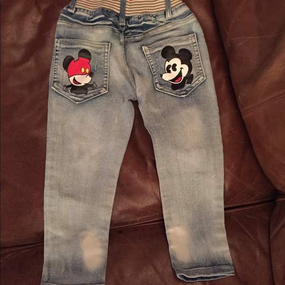 Designer Hand Painted Mickey Mouse jeans - Picture 2 of 6